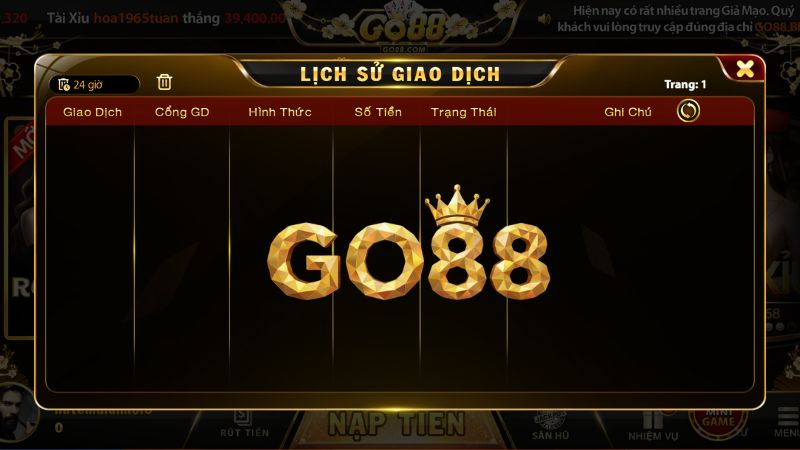 Kiểm Tra Trạng Thái Nạp Tiền và Rút Tiền Tại Go88 Kiểm Tra Trạng Thái Nạp Tiền và Rút Tiền Tại Go88